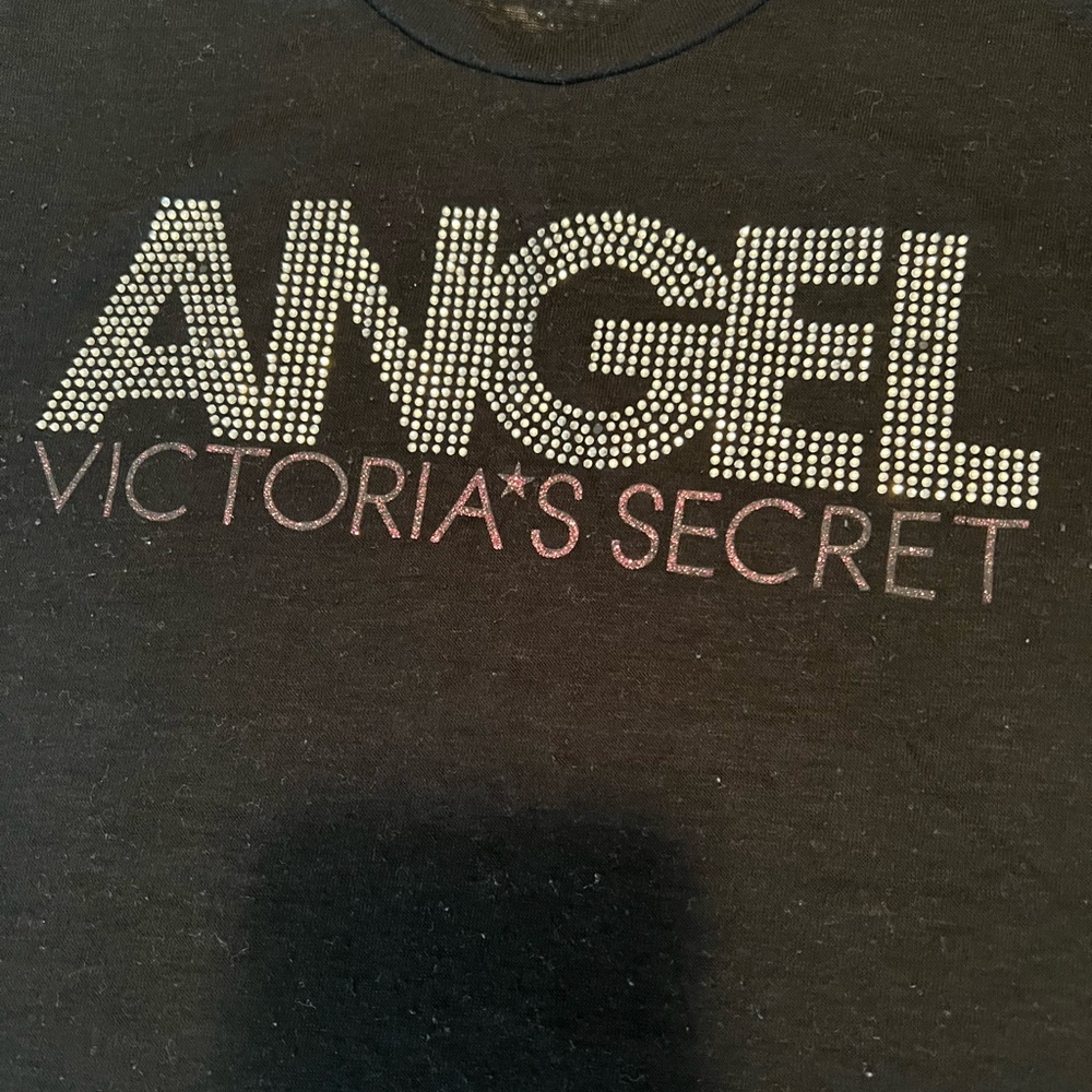 Victoria's Secret Black Angel Tee with Rhinestones